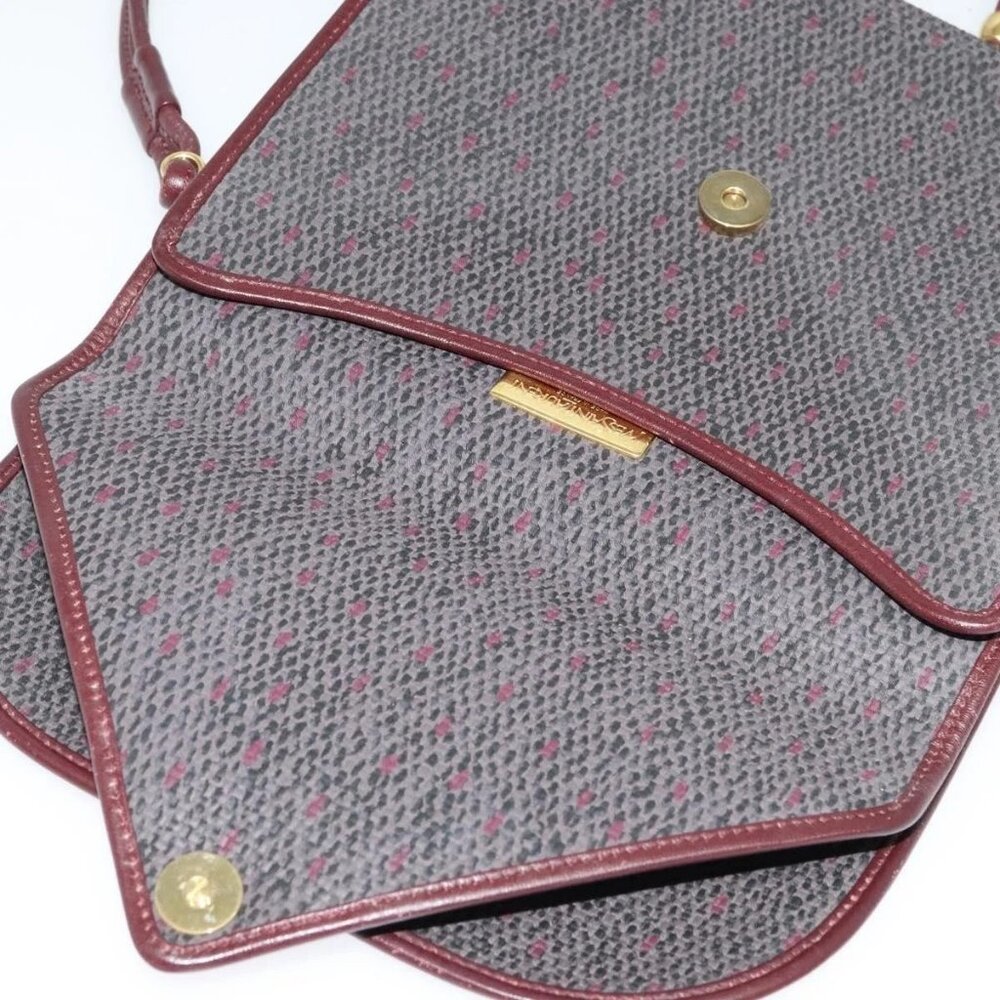SAINT LAURENT Shoulder Bag Coated Canvas Bordeaux Gold Auth BA4193 - Picture 10 of 16